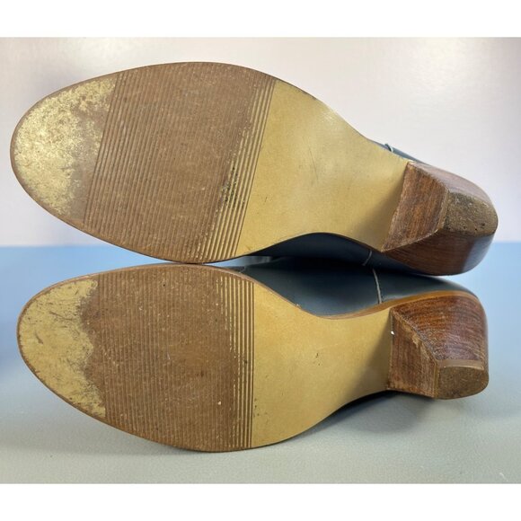 VTG FRYE Tall Leather Heeled Boots Womens 7 Rare Dark Gray - Picture 12 of 12